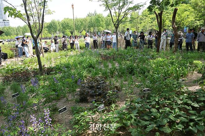22일 서울 동작구 보라매공원에서 열린 2025 서울국제정원박람회를 찾은 시민들이 작가정원을 관람하고 있다. 2025.5.22. 정지윤 선임기자