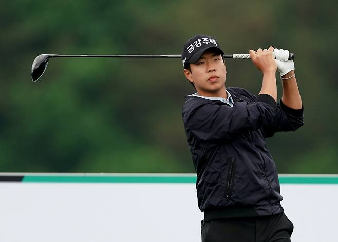 코오롱 제67회 한국오픈골프선수권대회 1라운드 선두에 오른 정유준. 코오롱한국오픈조직위원회 제공