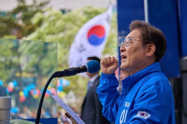 ▲ 지난 21일 인천 남동구에서 유세하고 있는 이재명 후보. 사진=민주당