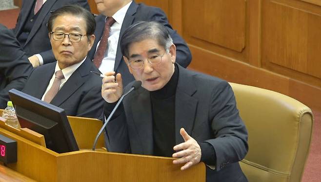 [서울=뉴시스] 약 두 달간 비공개로 진행됐던 '12·3 비상계엄'의 2인자 김용현 전 국방부 장관의 '내란 혐의' 재판이 23일 오후부터는 공개된다. 사진은 김 전 장관. (사진=헌법재판소 제공) 2025.01.23. photo@newsis.com *재판매 및 DB 금지
