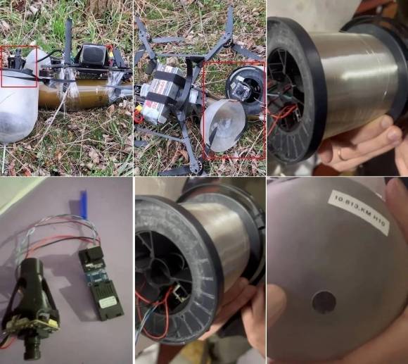 러시아군이 사용하는 광섬유 드론. 소셜미디어 캡처