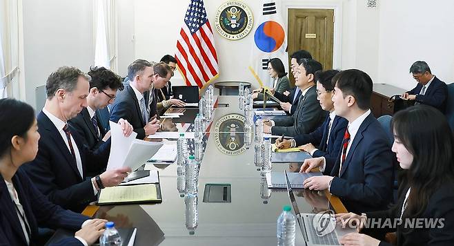 지난 4월 25일 열린 미국 무역대표부 대표 면담 [연합뉴스 자료사진]