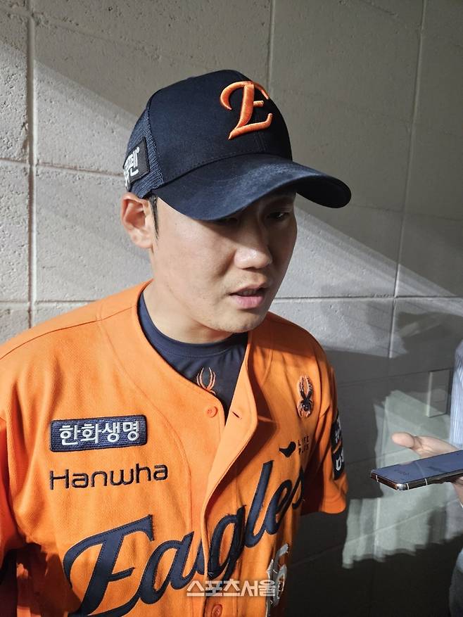 한화 하주석이 23일 대전 한화생명 볼파크에서 열린 2025 KBO리그 롯데전에서 멀티히트를 치며 팀 승리를 이끈 후 인터뷰에 응했다. 대전 | 김동영 기자 raining99@sportsseoul.com