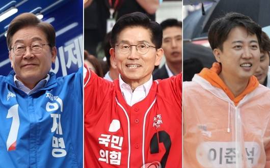 (왼쪽부터)이재명, 김문수, 이준석 대선 후보. 연합뉴스