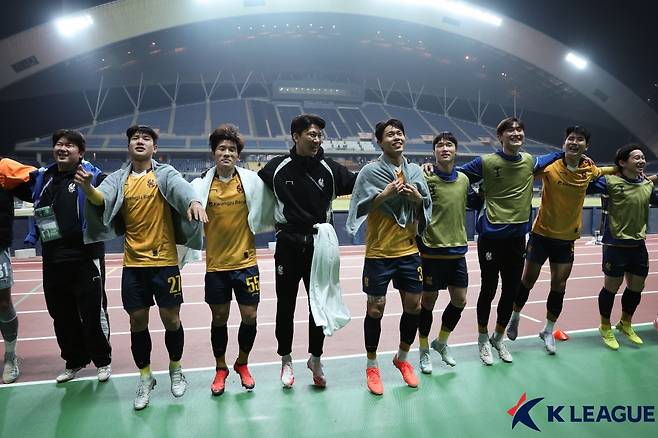 비셀 고베전 승리 후 기뻐하는 광주FC 선수들. /사진=한국프로축구연맹 제공