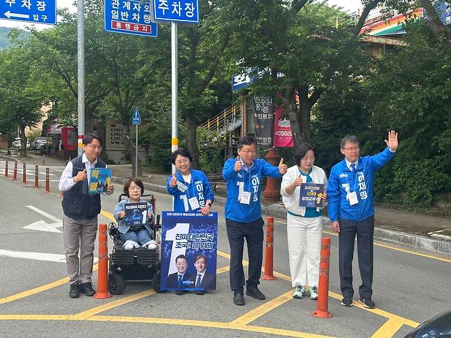 조국혁신당 김선민 대표 권한대행, 이재명 후보 지지 유세 [조국혁신당 제공. 재판매 및 DB 금지]