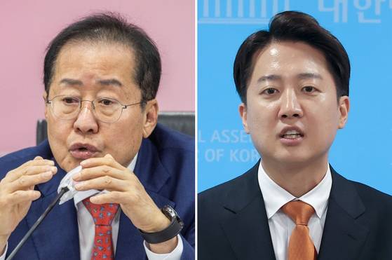 홍준표 전 대구시장(왼쪽), 이준석 개혁신당 대선 후보. 〈사진=연합뉴스〉