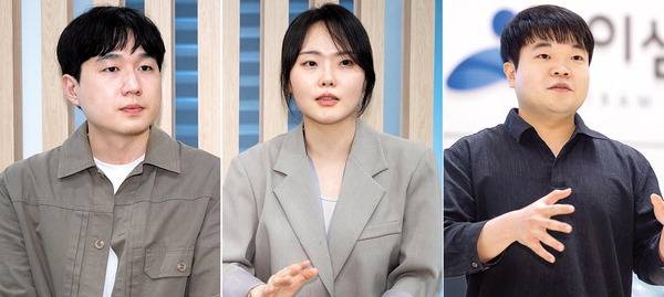 부산으로 돌아온 청년들은 “부산에 오고 나서 삶의 질이 훨씬 좋아졌다. 청년들이 생활하기 좋은 도시”라고 입을 모은다. 부산정보산업진흥원에 근무 중인 김상환 씨와 김가희 씨, 이샘병원으로 재취업에 성공한 이경헌 씨가 부산 생활의 만족감에 대해 설명하고 있다.  전민철·이원준 기자