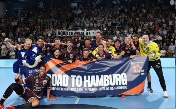 사진 2024/25 EHF 남자 유러피언리그 4강 진출을 확정한 몽펠리에 선수들, 사진 출처=유럽핸드볼연맹