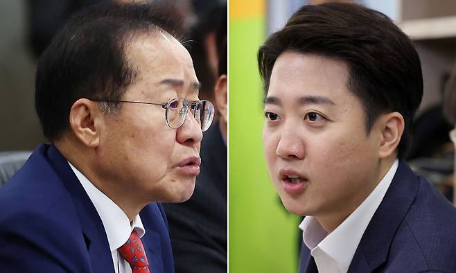 홍준표 전 대구시장(왼쪽), 이준석 개혁신당 대선 후보. 뉴스1