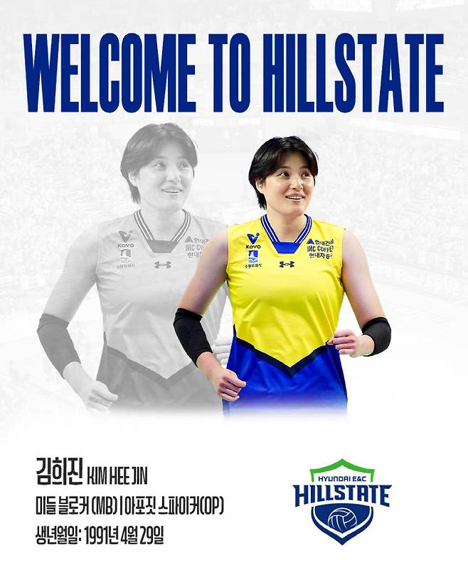 현대건설로 전격 트레이드 된 김희진. 사진=현대건설 배구단