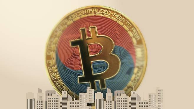 South Korea’s cryptocurrency market has surged past its traditional stock exchange in trading volume, but outdated laws and regulatory uncertainty continue to block key developments such as spot crypto ETFs and taxation. /Graphic by Lee Chul-won