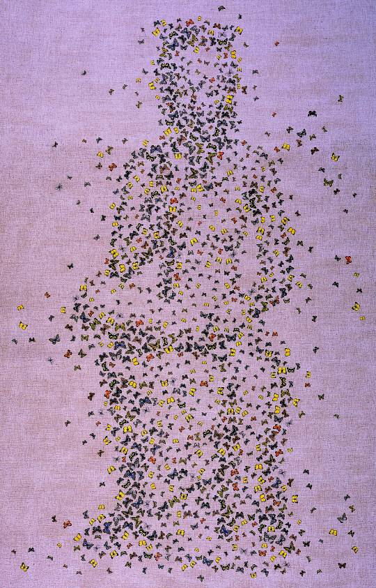 김동유, 나비들(불상) 190.3×122cm, 린넨에 아크릴릭, 2003