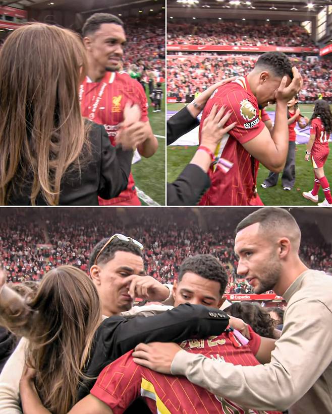 26일 리버풀에서의 마지막 경기를 마친 뒤 눈물을 흘리는 아놀드. 사진=ESPN SNS