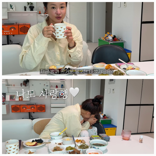 이시영은 아들을 등원시키고 돌아온 뒤의 아침 일상을 가감 없이 보여줬다.사진=유튜브 채널 ‘뿌시영’