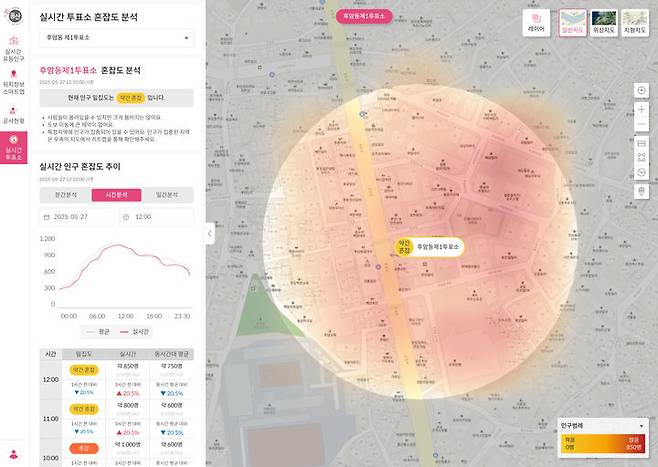 [서울=뉴시스] 실시간 투표소 혼잡도 서비스. 2025.05.26. (자료=용산구 제공) *재판매 및 DB 금지