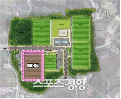 충남 보령에 지어질 박지성(JS) 보령 축구트레이닝센터 내 에어돔 위치. 필드원 제공