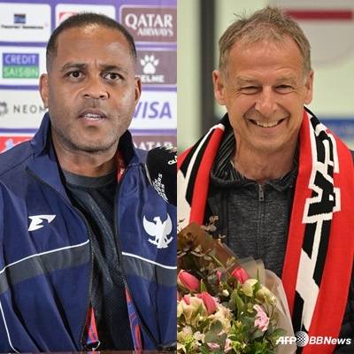 파트릭 클루이베르트(왼쪽) 감독과 위르겐 클린스만 전 대한민국 축구 국가대표팀 감독. /AFPBBNews=뉴스1