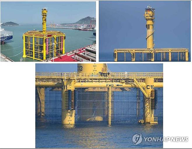 중국이 일방적으로 설치한 서해구조물 선란2호 [국민의힘 엄태영 의원실 제공. 재판매 및 DB 금지]