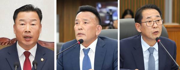 (왼쪽부터)여주시의회 박두형 의장, 정병관 의원, 유필선 의원. /여주시의회 제공