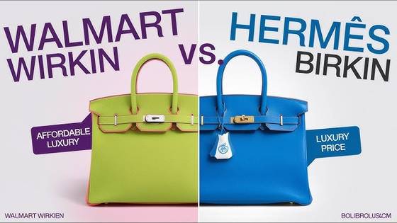 월마트 ‘워킨백’(왼쪽)과 에르메스 버킨백을 비교하는 유튜브 영상.