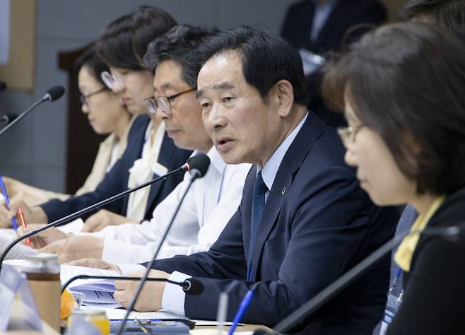 송기섭 진천군수는 20일 진천군청에서 보건복지부 출입기자단을 만나 “어르신들이 요양병원·시설 등에 가지 않고 집에서 노후를 편하게 보낼 수 있도록 돕고 있다”고 말했다. 보건복지부 제공