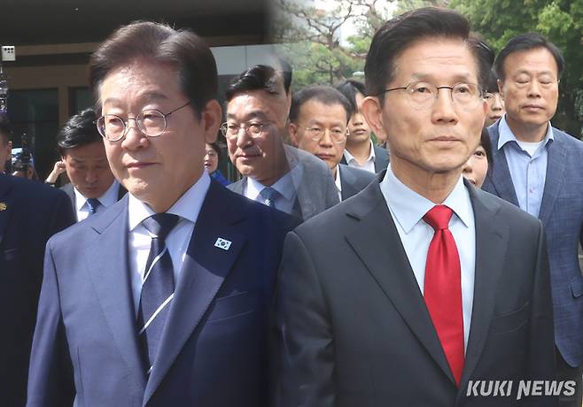 이재명 더불어민주당 대선 후보(왼쪽)와 김문수 국민의힘 대선 후보. 한지영 디자이너