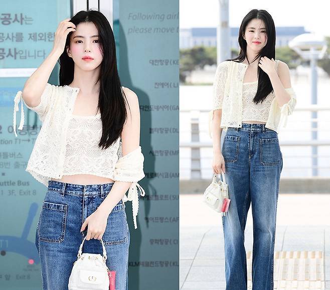 배우 한소희가 이탈리아로 출국하며 또 한 번 ‘공항패션 교과서’다운 면모를 선보였다. 사진=김영구 기자