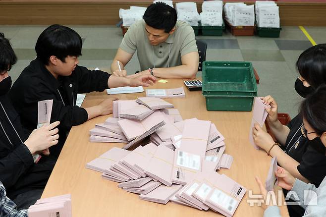 [인천공항=뉴시스] 김선웅 기자 =제21대 대통령선거를 일주일 앞둔 27일 인천국제공항 국제우편물류센터에서 우정사업본부 직원들이 국내로 회송된 재외투표지를 확인하고 있다.중앙선관위는 외교부, 우정사업본부와 합동으로 118개국 223개 재외투표소에서 외교행낭을 통해 국내로 회송된 재외투표지를 확인·분류하여 구·시·군선관위로 발송한다. (공동취재) 2025.05.27. photo@newsis.com
