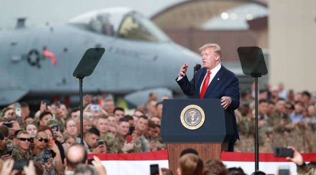 2019년 주한미군 오산공군기지 방문한 당시 트럼프 미국 대통령. 연합뉴스