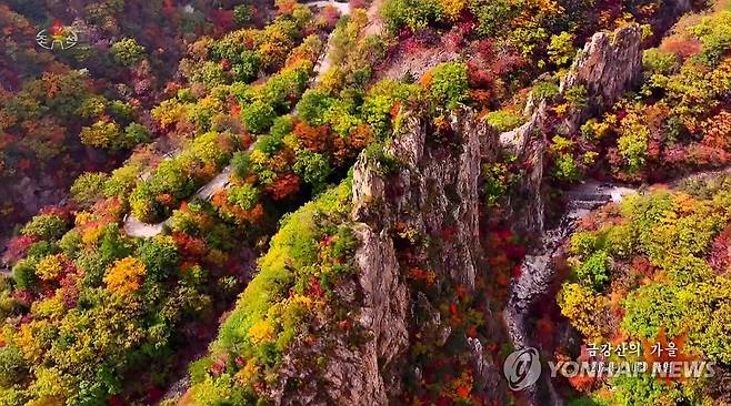 북한TV, 금강산 가을단풍 소개 (서울=연합뉴스) 북한 조선중앙TV는 10월 중순 촬영한 금강산 10대 경관의 하나인 가을 단풍 모습을 20일 보도했다. [조선중앙TV 화면] 2023.10.20 
    [국내에서만 사용가능. 재배포 금지. For Use Only in the Republic of Korea. No Redistribution] 
 nkphoto@yna.co.kr