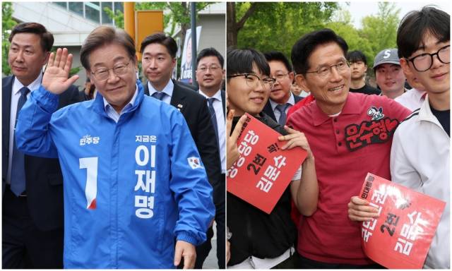 왼쪽부터 더불어민주당 이재명 후보와 국민의힘 김문수 후보. 연합뉴스