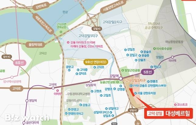 고덕 강일 대성베르힐 위치도/자료=대성종합건설 제공