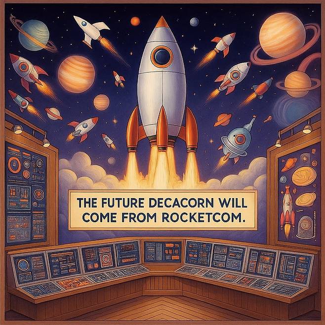 로켓컴의 새로운 비전을 AI로 그린 이미지