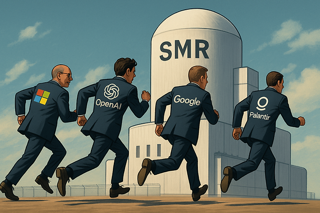 AI 모델 개발을 위한 데이터센터가 막대한 전력을 소비하면서 전력확보에 비상이 걸린 빅테크들이 소형모듈원전(SMR) 기술에 주목하고 있다. 사진 챗GPT 생성