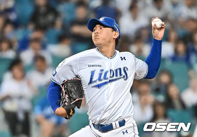 [OSEN=대구, 이석우 기자] 27일 대구삼성라이온즈파크에서 2025 신한 SOL 뱅크 KBO 리그 삼성 라이온즈와 롯데 자이언츠의 경기가 열렸다. 홈팀 삼성은 후라도가, 방문팀 롯데는 감보아가 선발 출전했다. 삼성 라이온즈 배찬승이 역투하고 있다. 2025.05.27 / foto0307@osen.co.kr