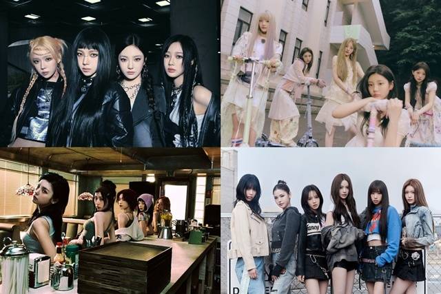 에스파, 아일릿, 이즈나, 있지(왼쪽 위부터 시계방향으로). 사진l각 소속사 제공