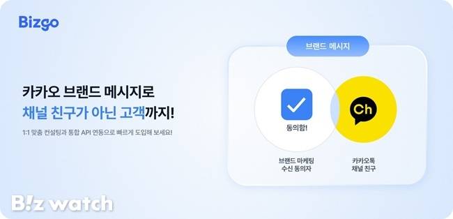 인포뱅크가 자사 기업 커뮤니케이션 플랫폼 '비즈고'의 카카오 브랜드 메시지를 오픈했다./그래픽=인포뱅크 제공