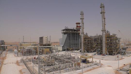 21일(현지시간)사우디아라비아 자푸라 천연가스전 열병합발전소 건설 현장이다. 한전은 오는 10월을 준공을 목표로, 지난 4월 기준 공정률은 97.58%에 이른다.[산업통상자원부 공동취재단]