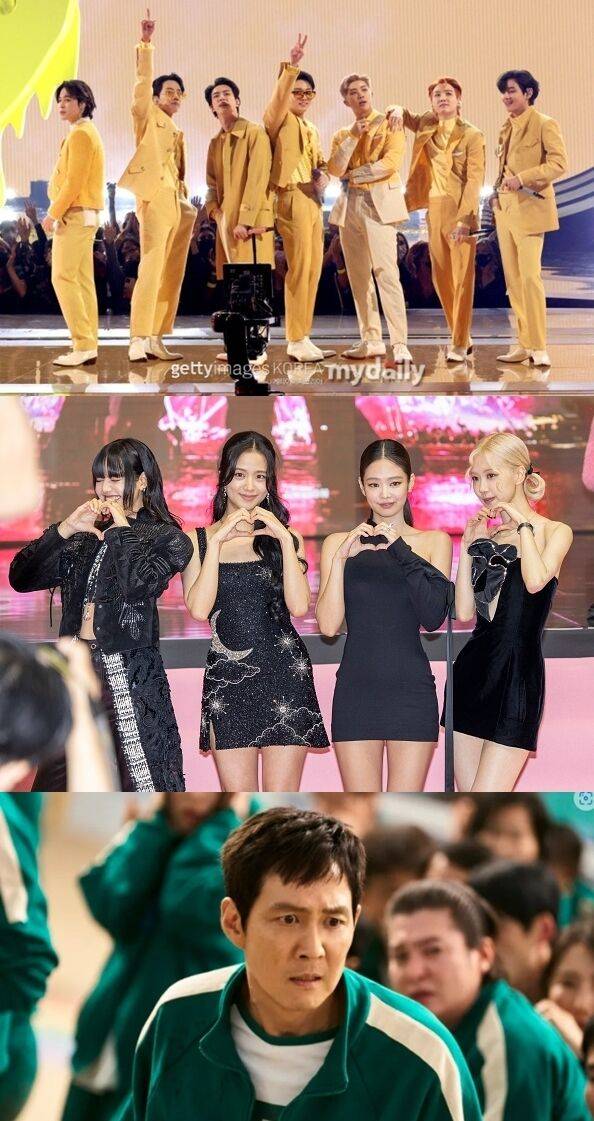 그룹 방탄소년단(BTS), 블랙핑크, 오징어게임2 포스터 / 게티이미지코리아 및 넷플릭스