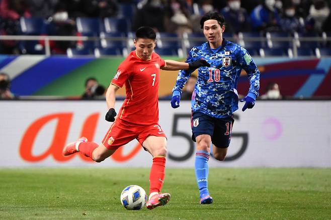 중국 대표팀 공격수 우레이. Getty Images코리아