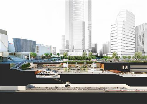 HDC현대산업개발이 용산 정비창 전면1구역에 제안한 지하 연결 개발 조감도 
[현대산업개발 제공. 재판매 및 DB 금지]