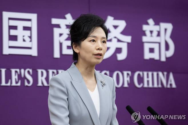 중국 상무부 허융첸 대변인 [EPA=연합뉴스 자료사진. 재판매 및 DB 금지]