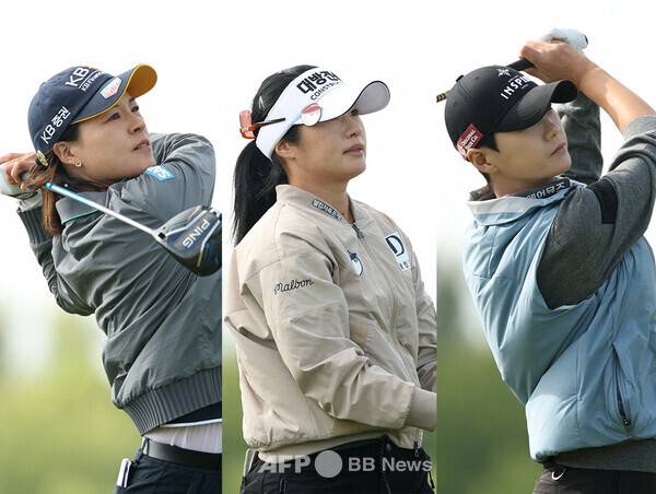 2025년 미국여자프로골프(LPGA) 투어 메이저 대회인 US여자오픈에 출전하는 전인지, 이정은6, 박성현 프로가 1라운드에서 경기하는 모습이다. 사진제공=ⓒAFPBBNews = News1