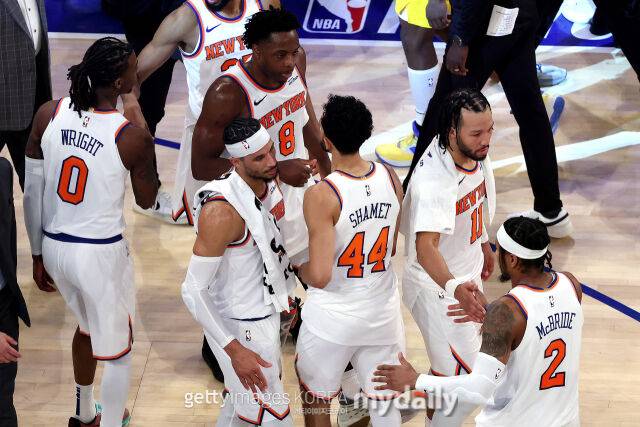 30일 인디애나를 꺾고 기뻐하는 뉴욕 선수들. /게티이미지코리아