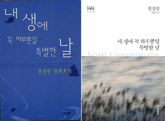 전경린 작가의 <내 생에 꼭 하루뿐일 특별한 날> 초판본(왼쪽)과 최근 출간본. 문학동네 제공