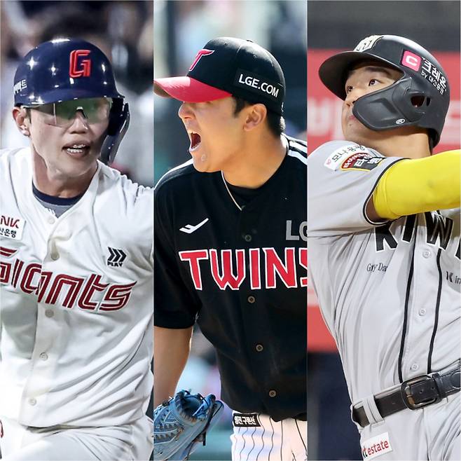 왼쪽부터 롯데 전민재, LG 송승기, KT 안현민. IS포토·구단 제공