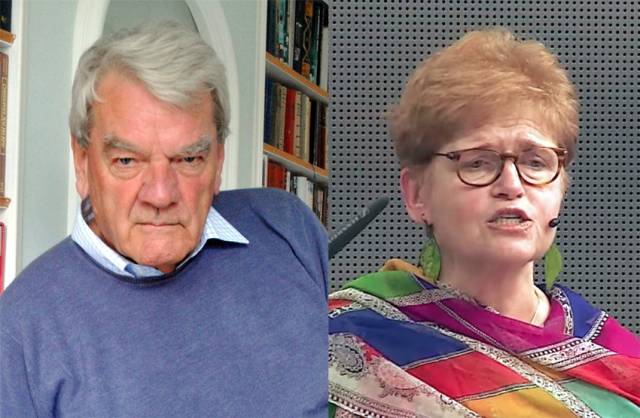 ▲영국 고등법원에서 벌어진 명예훼손 재판의 두 당사자 데이비드 어빙(좌)과 데보라 립스타트. Ⓒ위키미디어