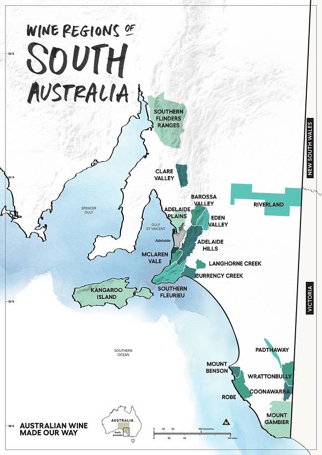 남호주 와인 산지.&nbsp; 호주와인협회