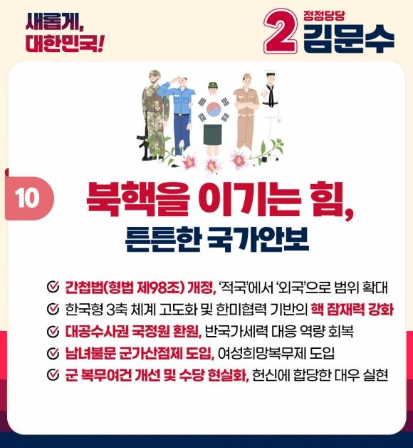 김문수 후보의 군 관련 공약. 국민의힘 제공